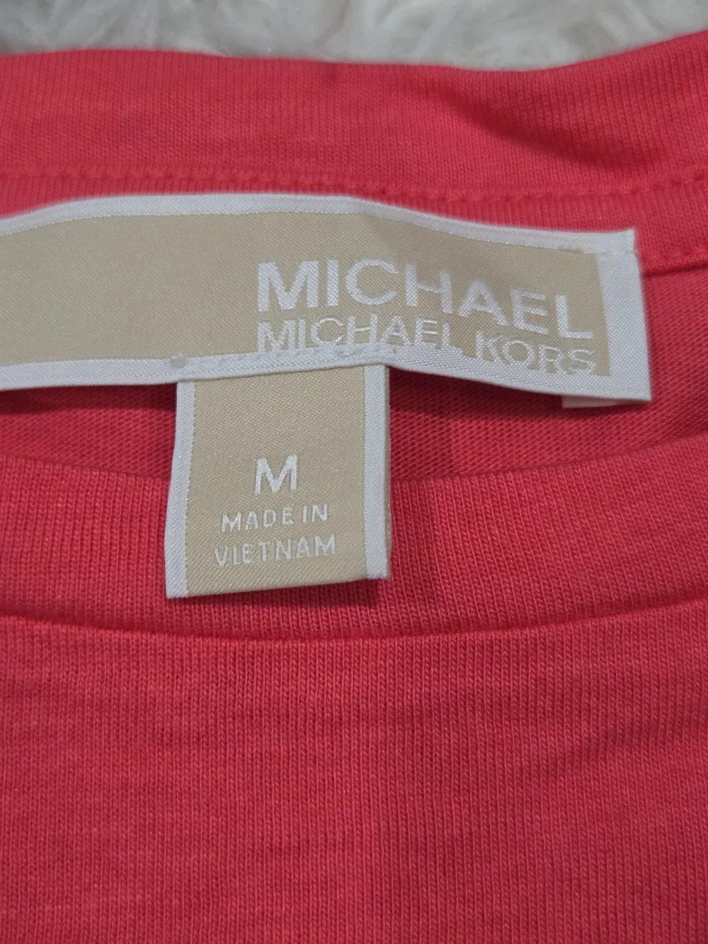 Michael Kors Bright Coral Short Ruffle Sleeve Tee
